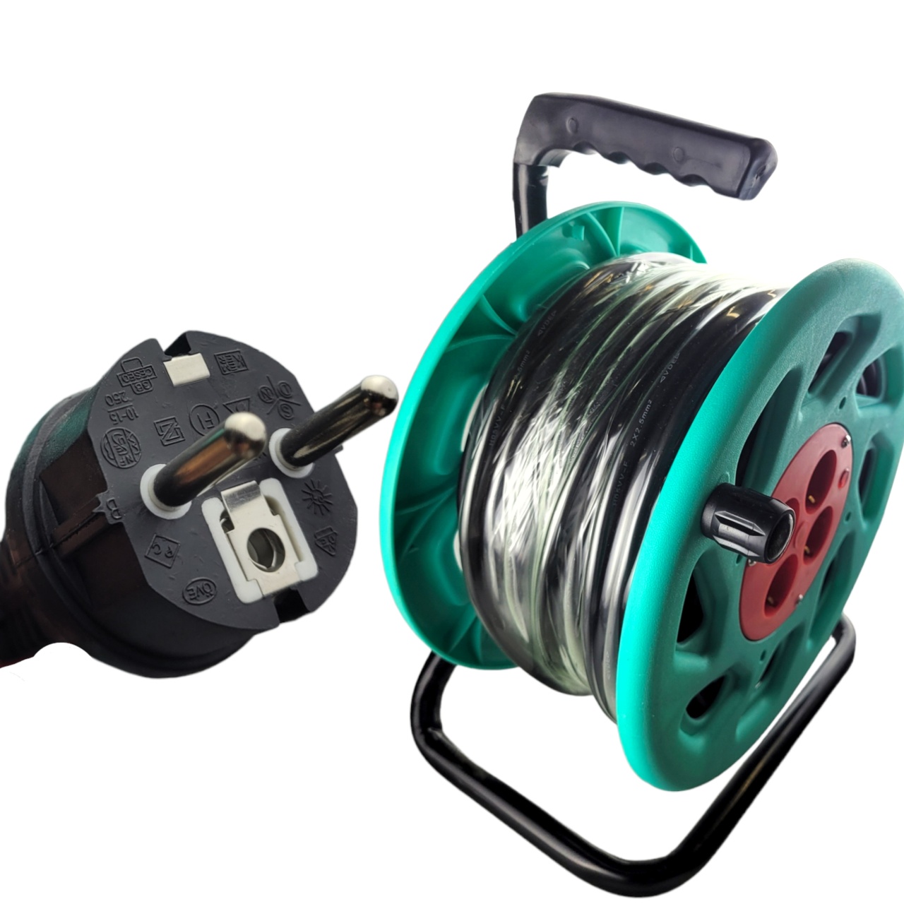 Удлинитель силовой на катушке 45 метров, синий (3067) оптом