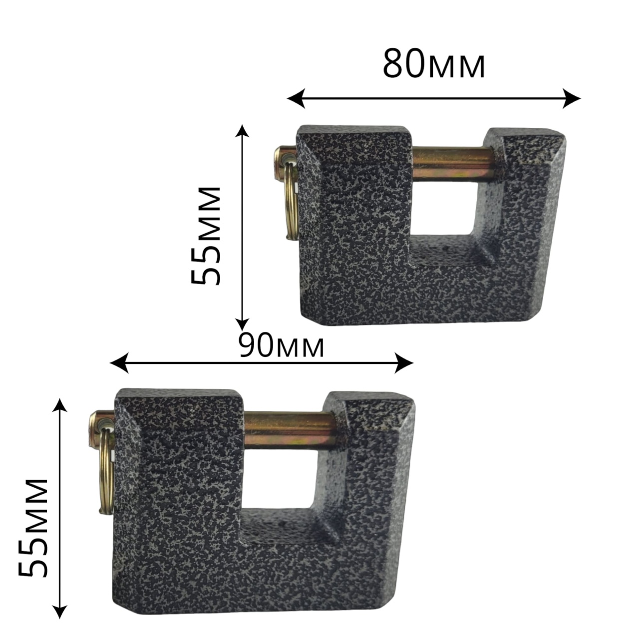 Замок амбарный 80 мм, прямоугольный, серый оптом