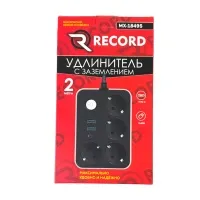 Удлинитель с заземлением 2 м, 3 Евро розетки, 2 USB порта, Type C, "RECORD" MX 18495